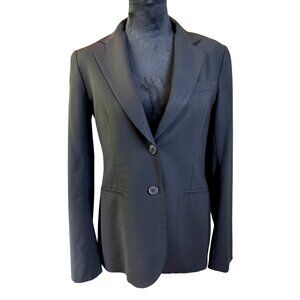 Theory Blazer Jacket Women's Sz 6 Career Office Black Double Button Long Sleeve
